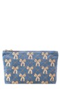 Elizabeth Scarlett Lattice Bows Dusky Blue Lattice Bows Everyday Velvet Pouch  