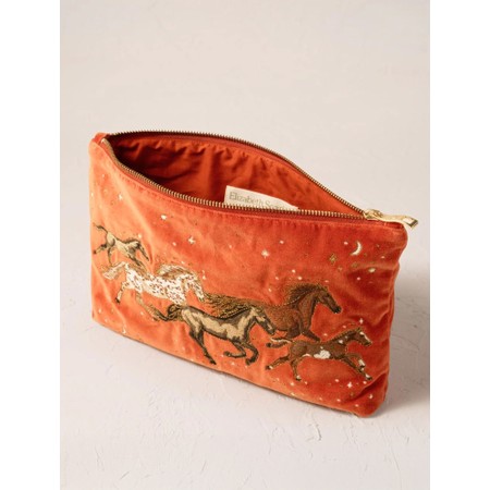 Elizabeth Scarlett Celestial Wild Horses Everyday Velvet Pouch - Orange
