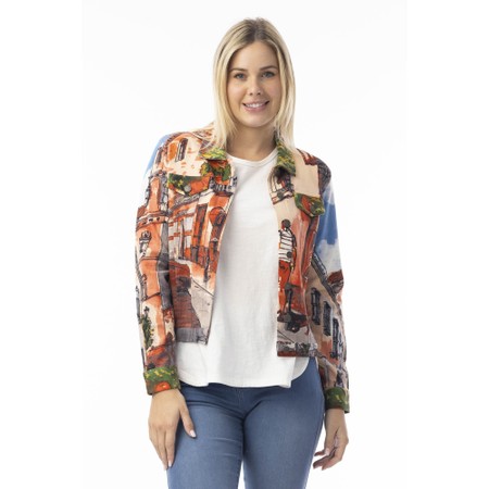 Orientique Tower Peach Print Ponte Jacket - Multicoloured