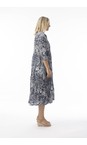 Orientique Aksharay Navy Aksharay Navy Print Collar Midi Dress  