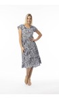 Orientique Aksharay Navy Aksharay Navy Print Pockets Dress  