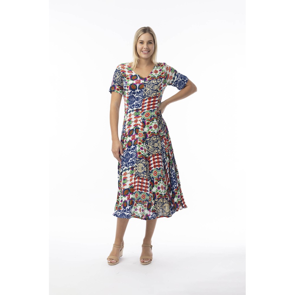 Orientique Buzios Print Godet Dress Buzios