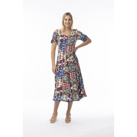 Orientique Buzios Print Godet Dress - Multicoloured