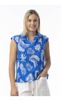 Orientique Blue Comodoro Blue Print Collar Top  