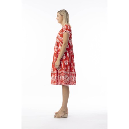 Orientique Comodoro Red Print Layers Dress - Red