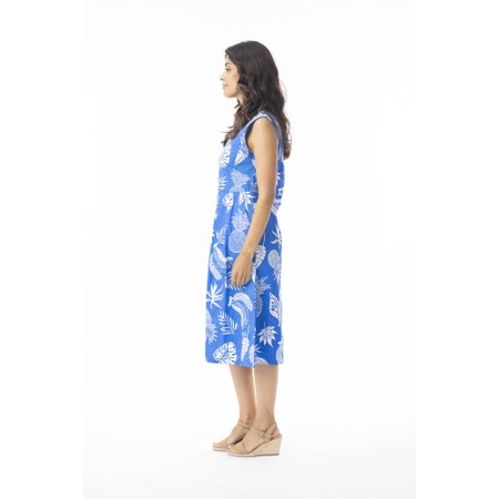 Orientique Comodoro Blue Print Pleated Dress - Blue