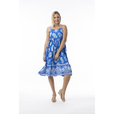 Orientique Comodoro Blue Print Strappy Dress - Blue