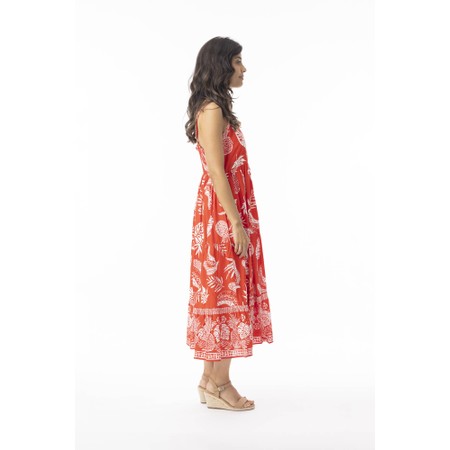 Orientique Comodoro Red Print Strappy Dress - Red