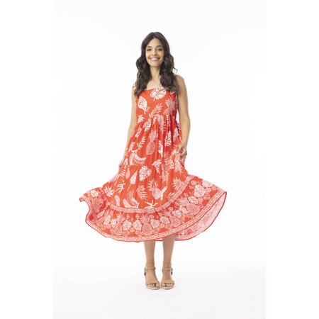 Orientique Comodoro Red Print Strappy Dress - Red