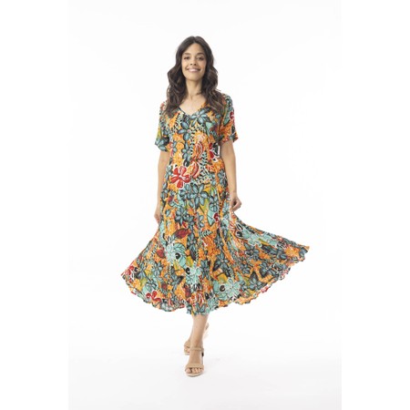 Orientique Guaratiba Print Godet Dress - Multicoloured