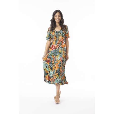 Orientique Guaratiba Print Godet Dress - Multicoloured