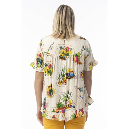Orientique Guatemala Print Frill Top - Multicoloured