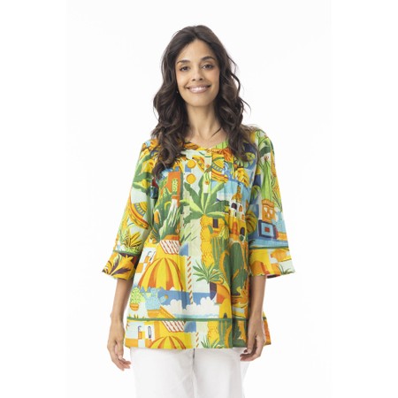 Orientique Guatemala Print Pleated Top - Multicoloured