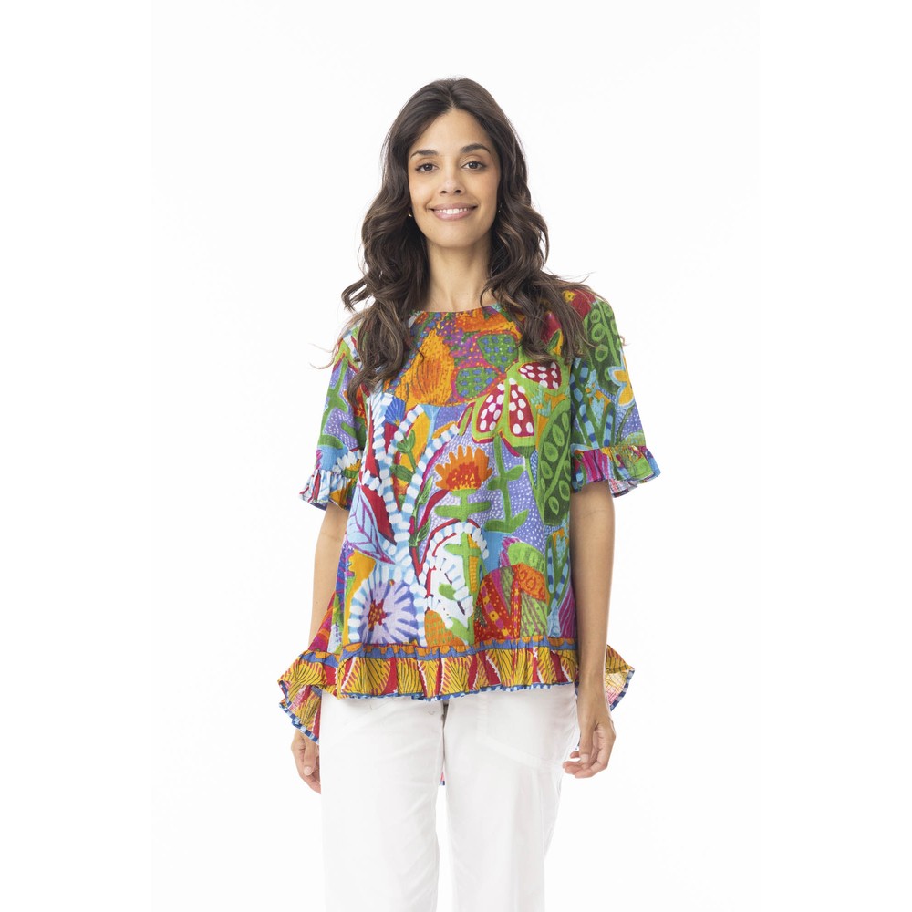 Orientique Ipanema Print Frill Top Ipanema