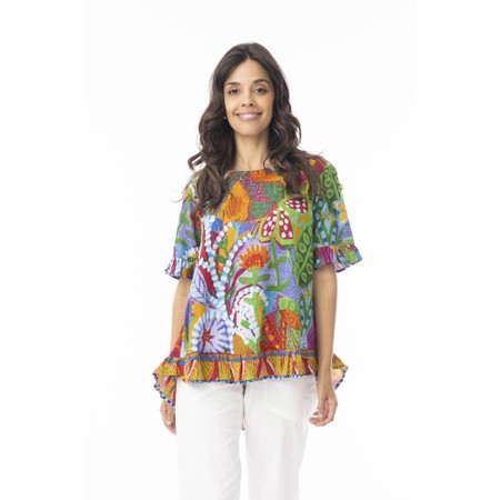Orientique Ipanema Print Frill Top - Multicoloured