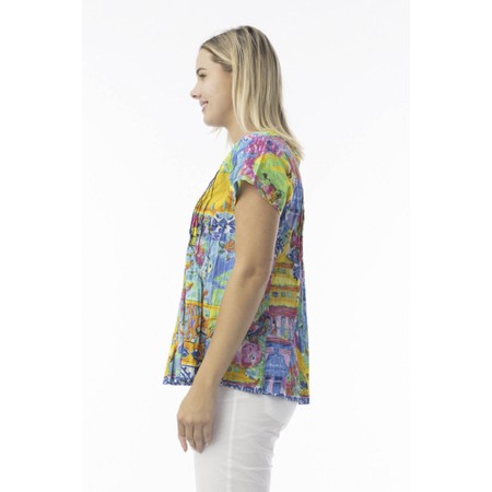 Orientique Okayama Pleated Print Top - Multicoloured
