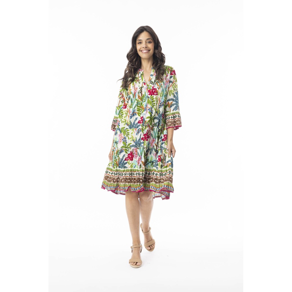 Orientique Ovahe Print Pleated Dress Ovahe