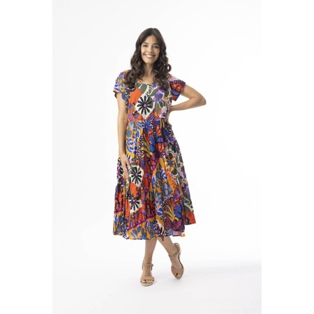 Orientique Salvador Print Flared Dress With Pockets - Multicoloured