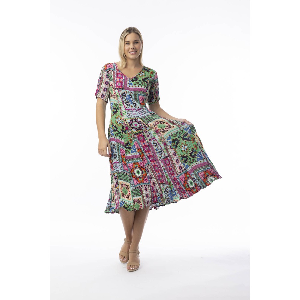 Orientique Sao Bento Print Godet Dress Sao Bento