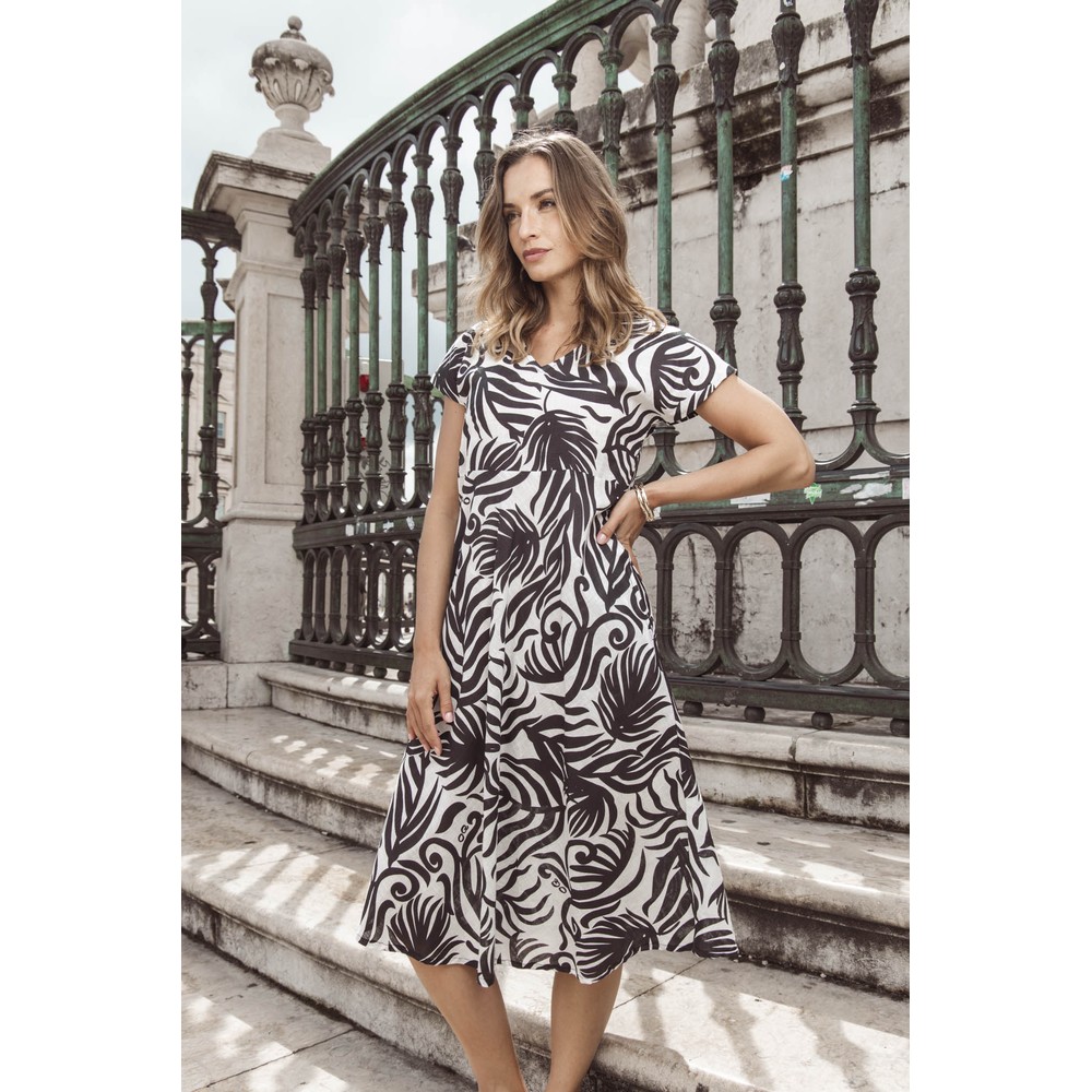 Orientique Suriname Black Print Bias Dress Suriname Black