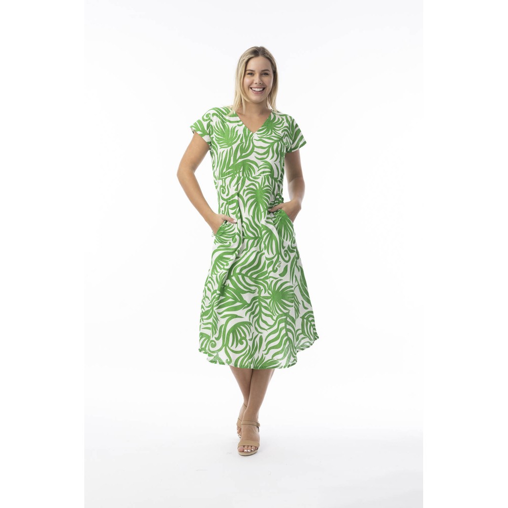 Orientique Suriname Green Print Bias Dress Suriname Green