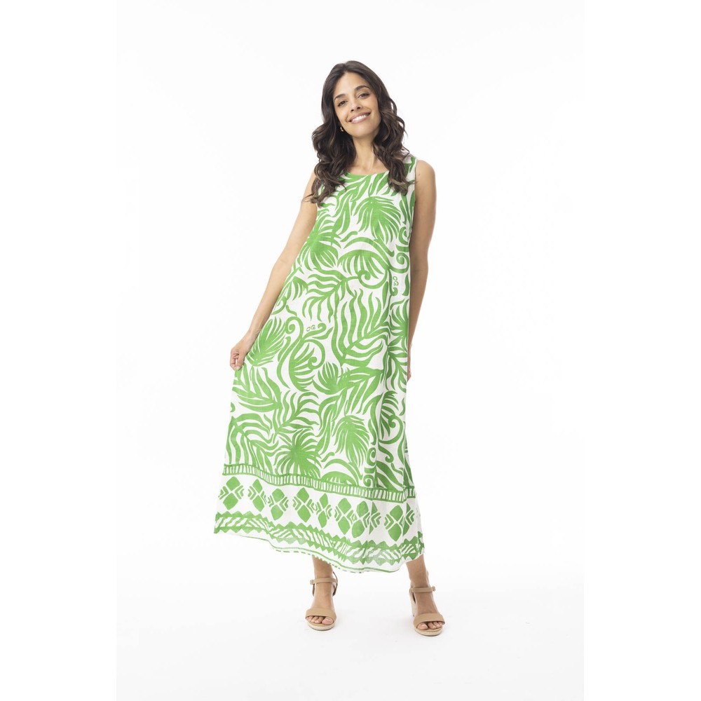 Orientique Suriname Green Print Maxi Dress Suriname Green