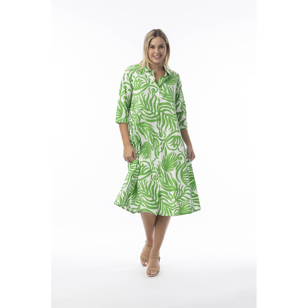 Orientique Suriname Green Print Shirt Dress Suriname Green