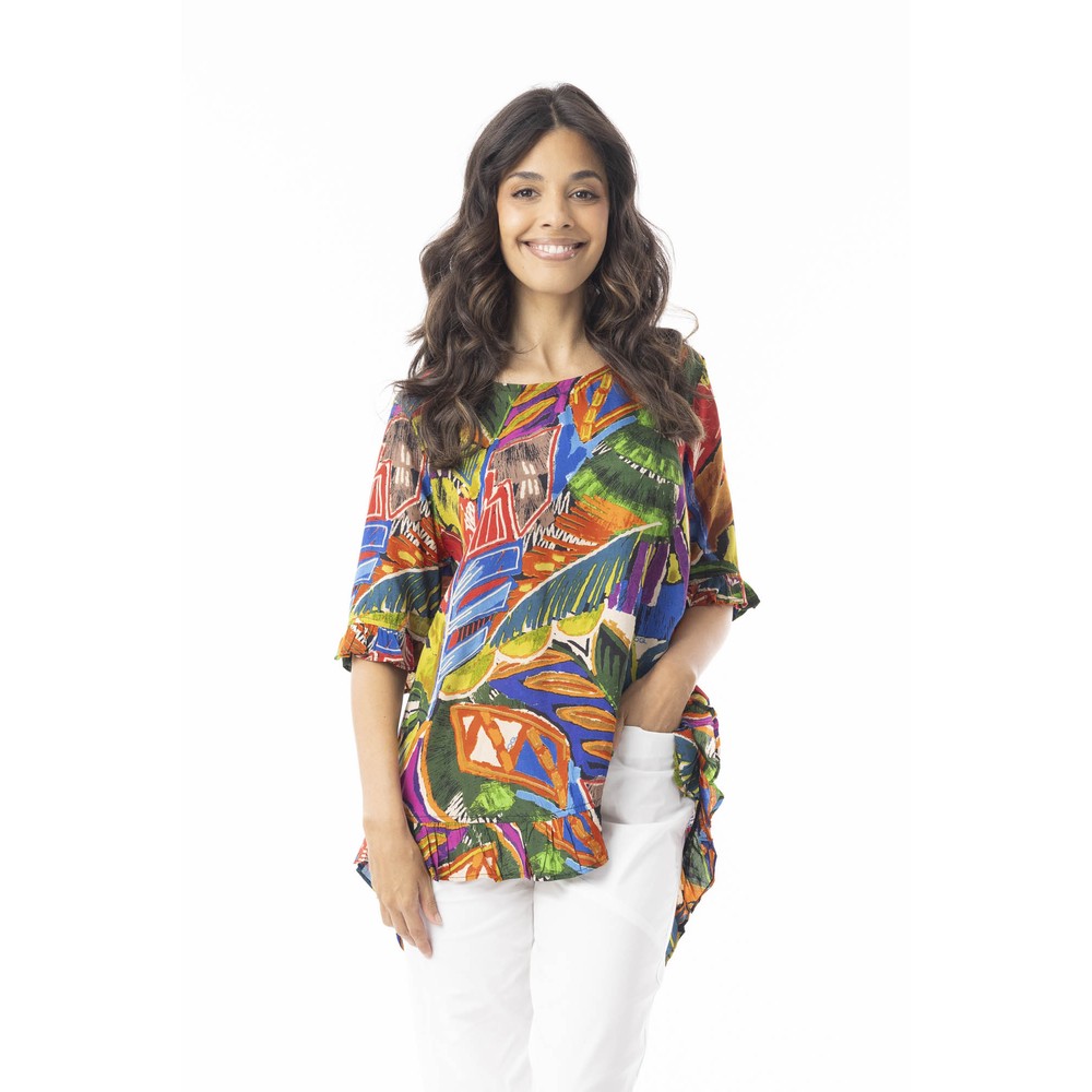 Orientique Torgua Print Frill Top Torgua 