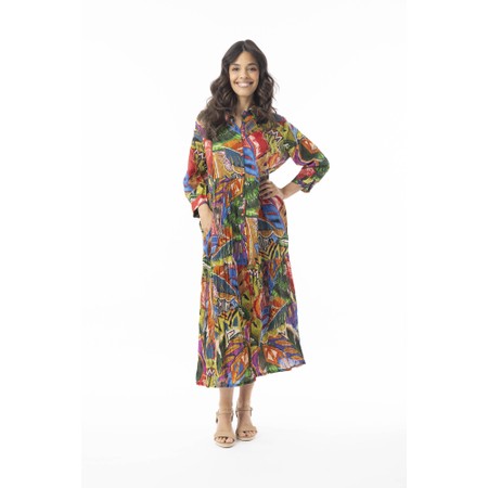 Orientique Torgua Print Midi Collar Dress - Multicoloured