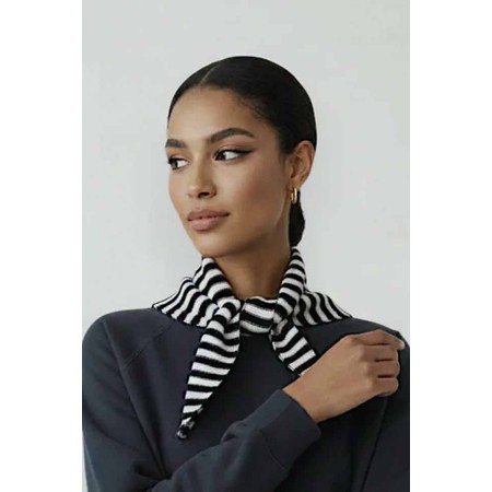 Gemini Label Accessories Triangle Neck Black Stripe Wool Scarf - Black