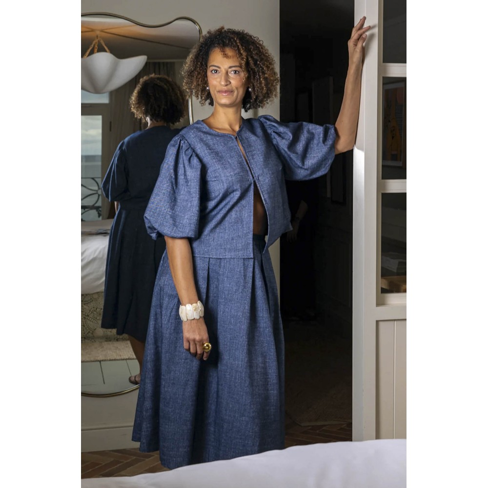 Chalk Gloria Skirt Dark Denim