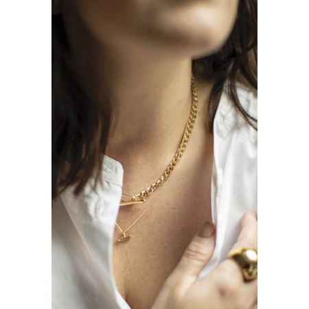 Chalk Chain Gold T-Bar Necklace - Gold