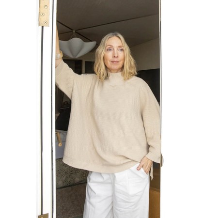 Chalk Vicki Sand Cotton Rib Jumper - Beige