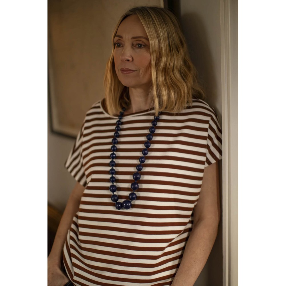 Chalk Wei Boxy Tobacco And Ecru Stripe Top Tobacco / Ecru