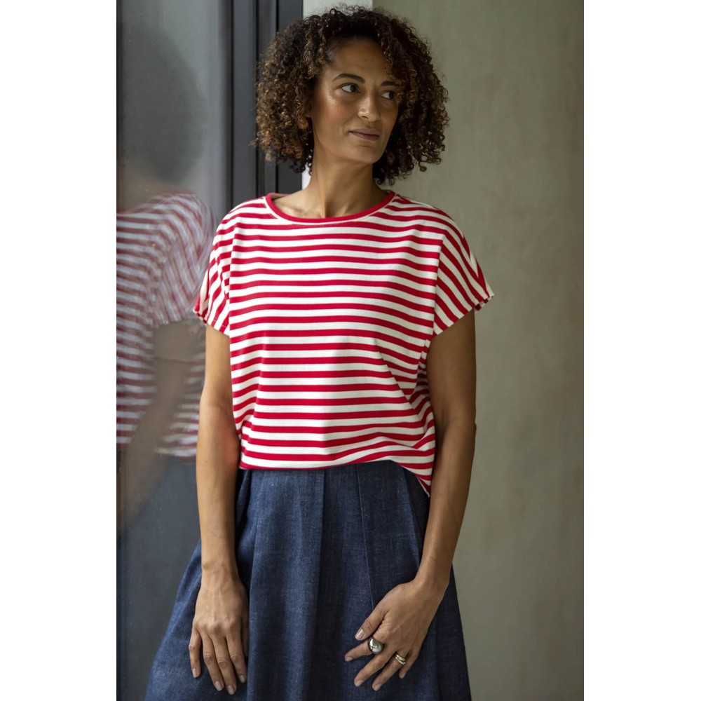 Chalk Wei Boxy Red And Ecru Stripe Top Red / Ecru