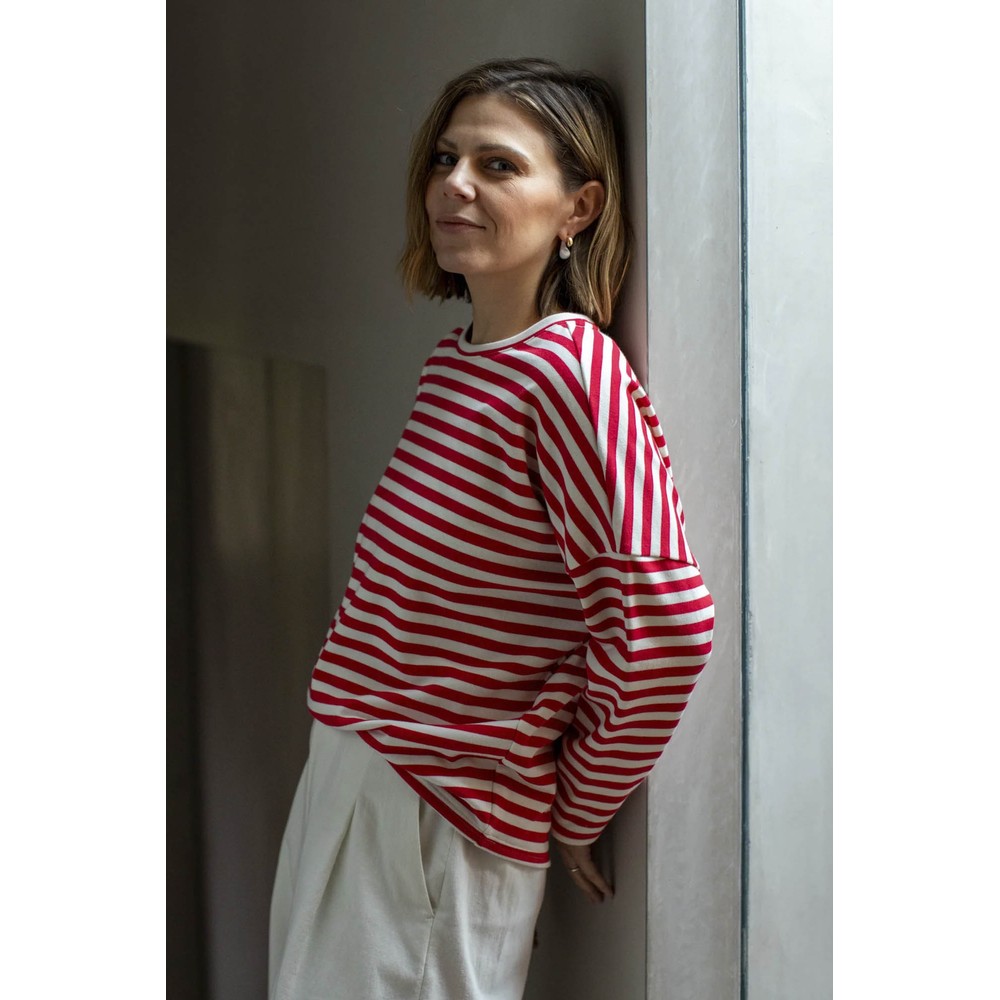 Chalk Rebecca Red And Ecru Stripe Top Red / Ecru