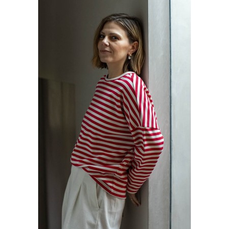 Chalk Rebecca Red And Ecru Stripe Top - Red