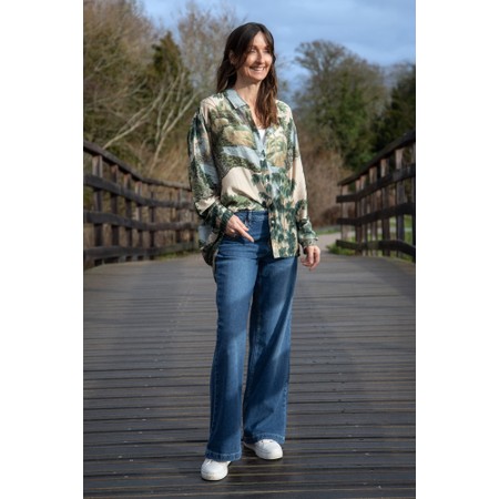 Mos Mosh Dara Deco Wide Leg Mid Blue Jean - Blue