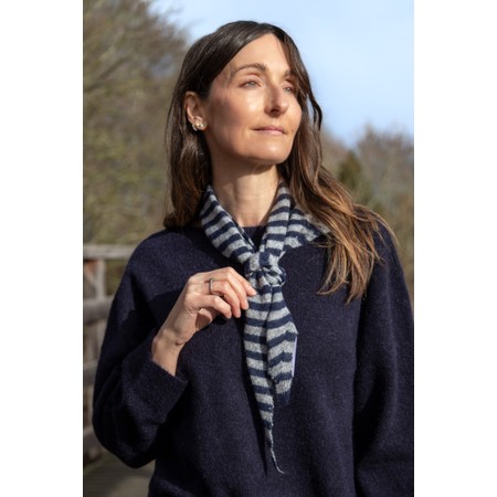 Gemini Label Accessories Triangle Neck Navy Stripe Wool Scarf - Blue
