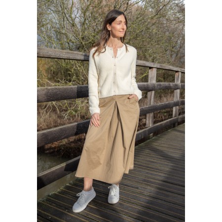 Chalk Tamara Tailored Cotton Midi Skirt - Beige