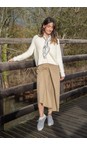 Chalk Dark Beige Tamara Tailored Cotton Midi Skirt  