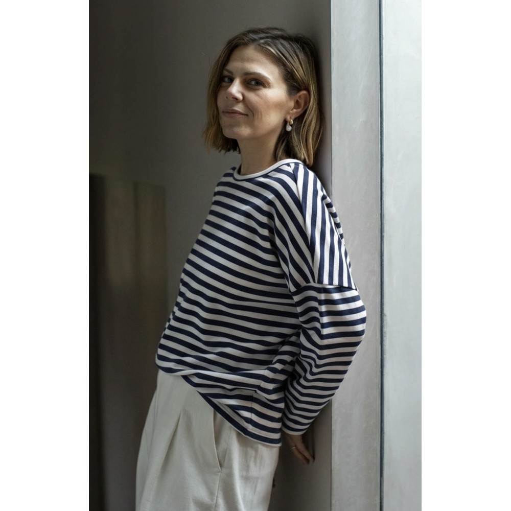 Chalk Rebecca Navy And Ecru Stripe Top Navy / Ecru