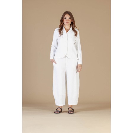 Mama B Mira J Crinkle Jacquard Trouser - White