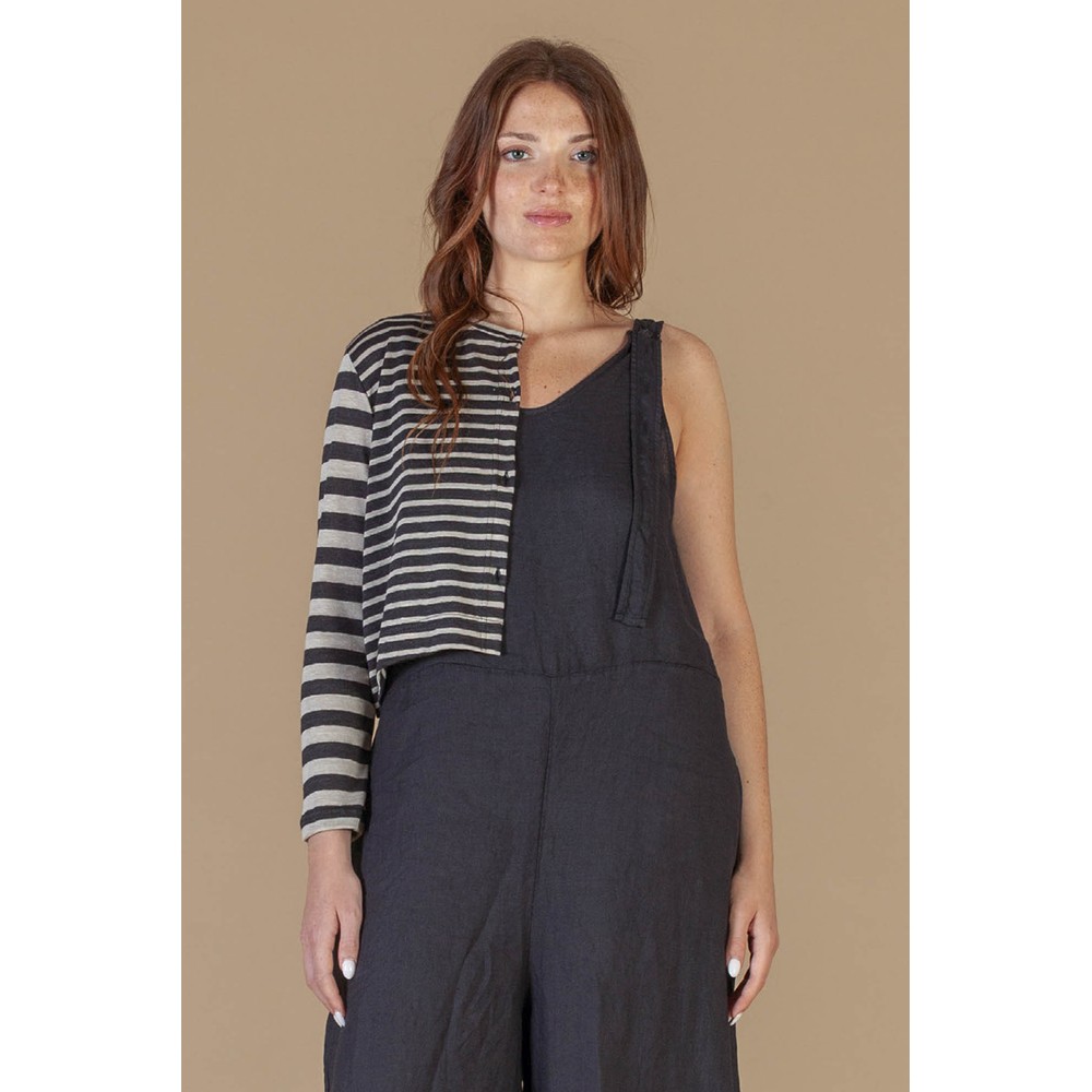 Mama B Cie Antracite Stripe Knit Crop Cardigan Antracite