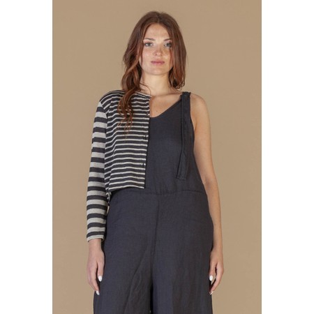 Mama B Cie Antracite Stripe Knit Crop Cardigan - Grey