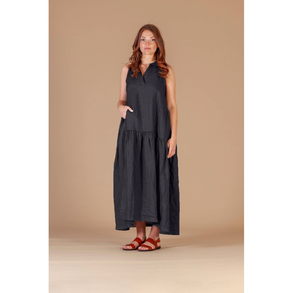 Mama B Limite Antracite Plain Tiered Dress Antracite