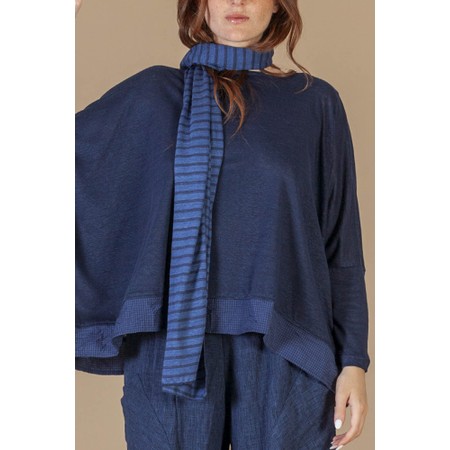 Mama B Lumpa Blu Thin Stripe Linen Scarves - Blue