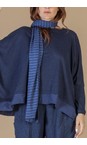 Mama B Blu Thin Lumpa Blu Thin Stripe Linen Scarves  