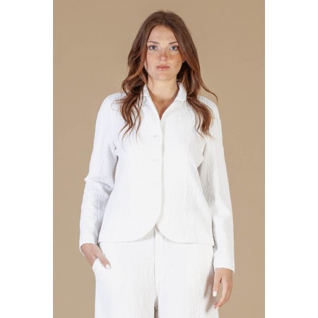 Mama B Adel J Bianco Fitted Crinkle Jacket - White