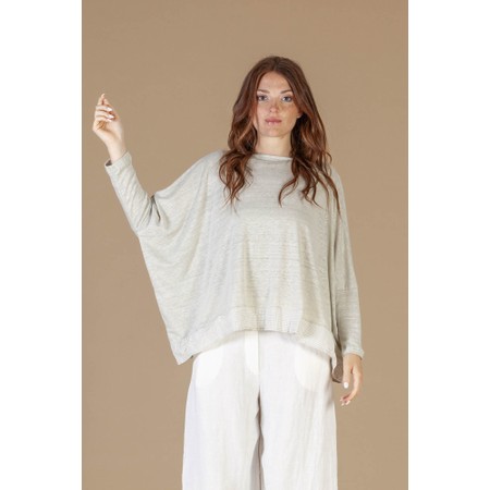 Mama B Bamboo Calce Wide Trim Hem Top - Grey